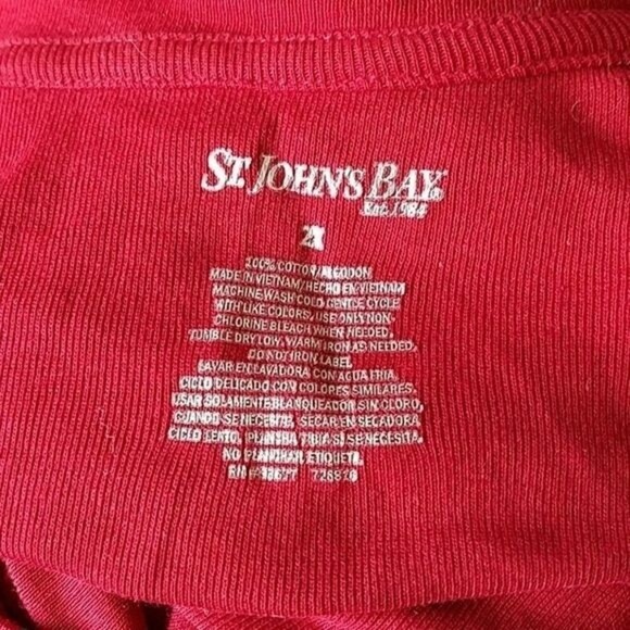 St. John’s Bay Red Button Blouse Women 2XL – 3/4 Sleeve Top - Picture 3 of 3